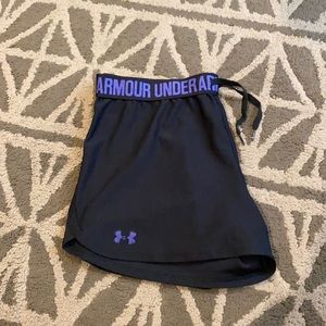 ~ black and purple under armor shorts ~